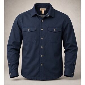 Duluth Trading Mens Shirt Jacket XL Tall Fleece Lined Cotton Navy Workwear Coat